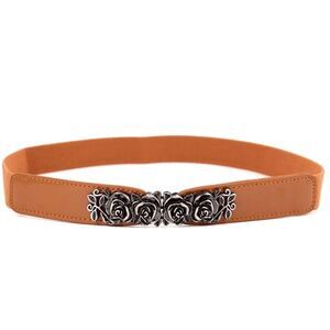 2/$21 27 Inch Brown Retro Flower Stretch Belt